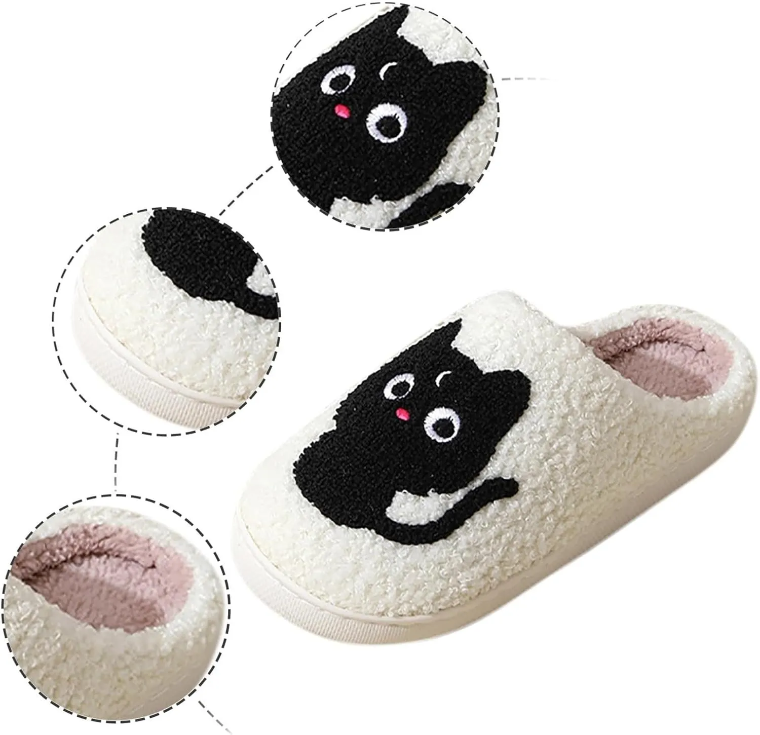 Womens Mens Plant Animal Fruit Slippers Retro Cozy Fluffy Plush Slipper Embroidered printing Warm Memory Foam Indoor Outdoor House Shoes