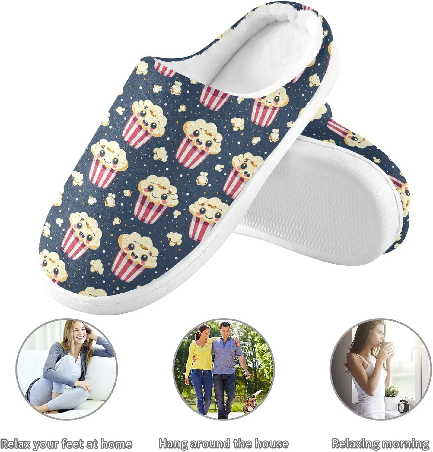 Women's Men's Slippers Memory Foam Fluffy Fuzzy Slipper Fleece Comfy Warm Slip On Winter Bedroom House Shoes for Outdoor Indoor Travel