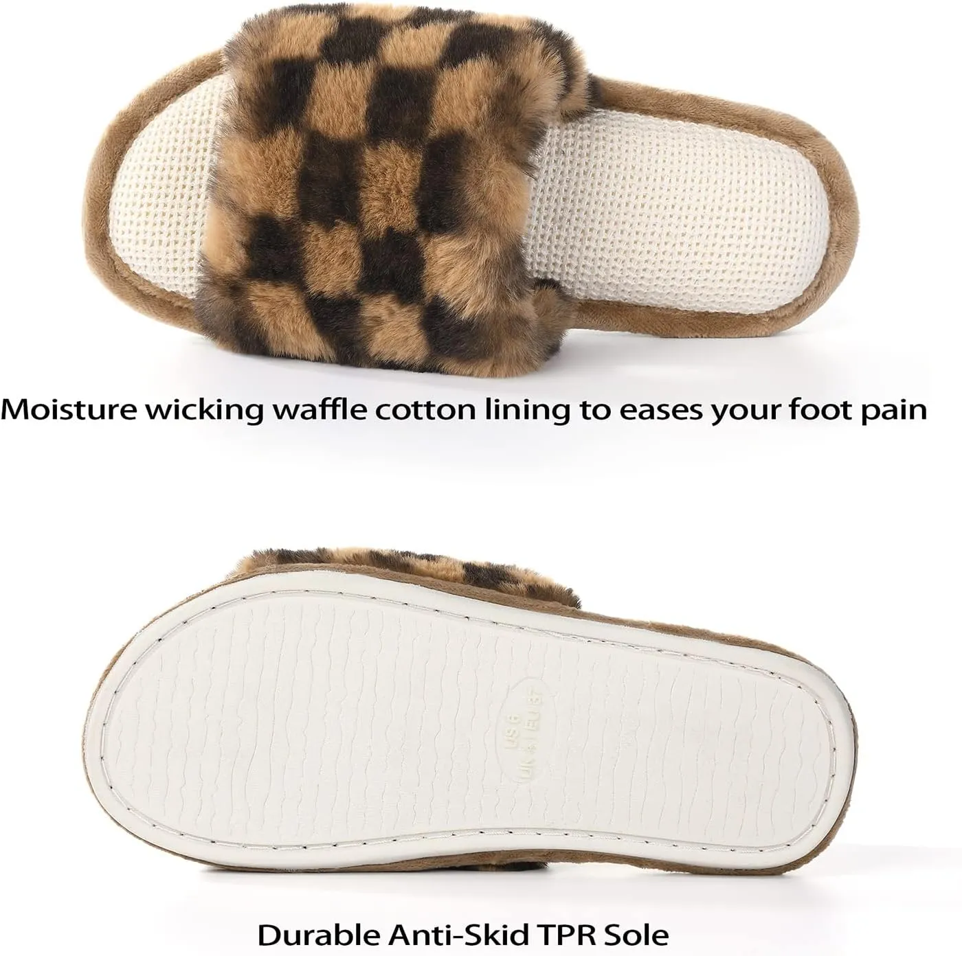 Women's Open Toe Slipper, Kakhi, 10