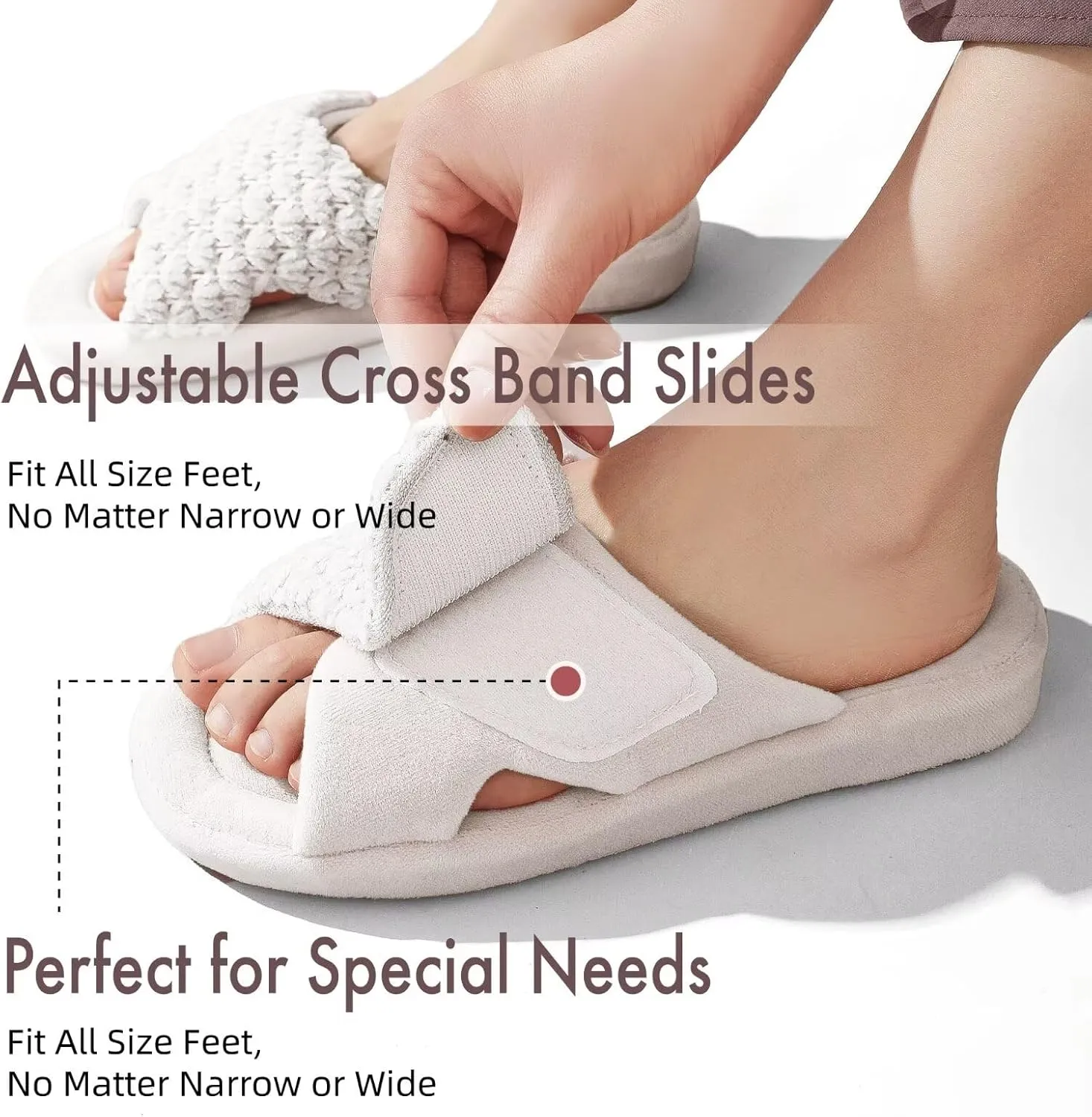 Women's Orthotic Slippers with Arch Support Adjustable Orthopedic Slipper Memory Foam Ladies House Shoes Indoor Slip On for Plantar Fasciitis
