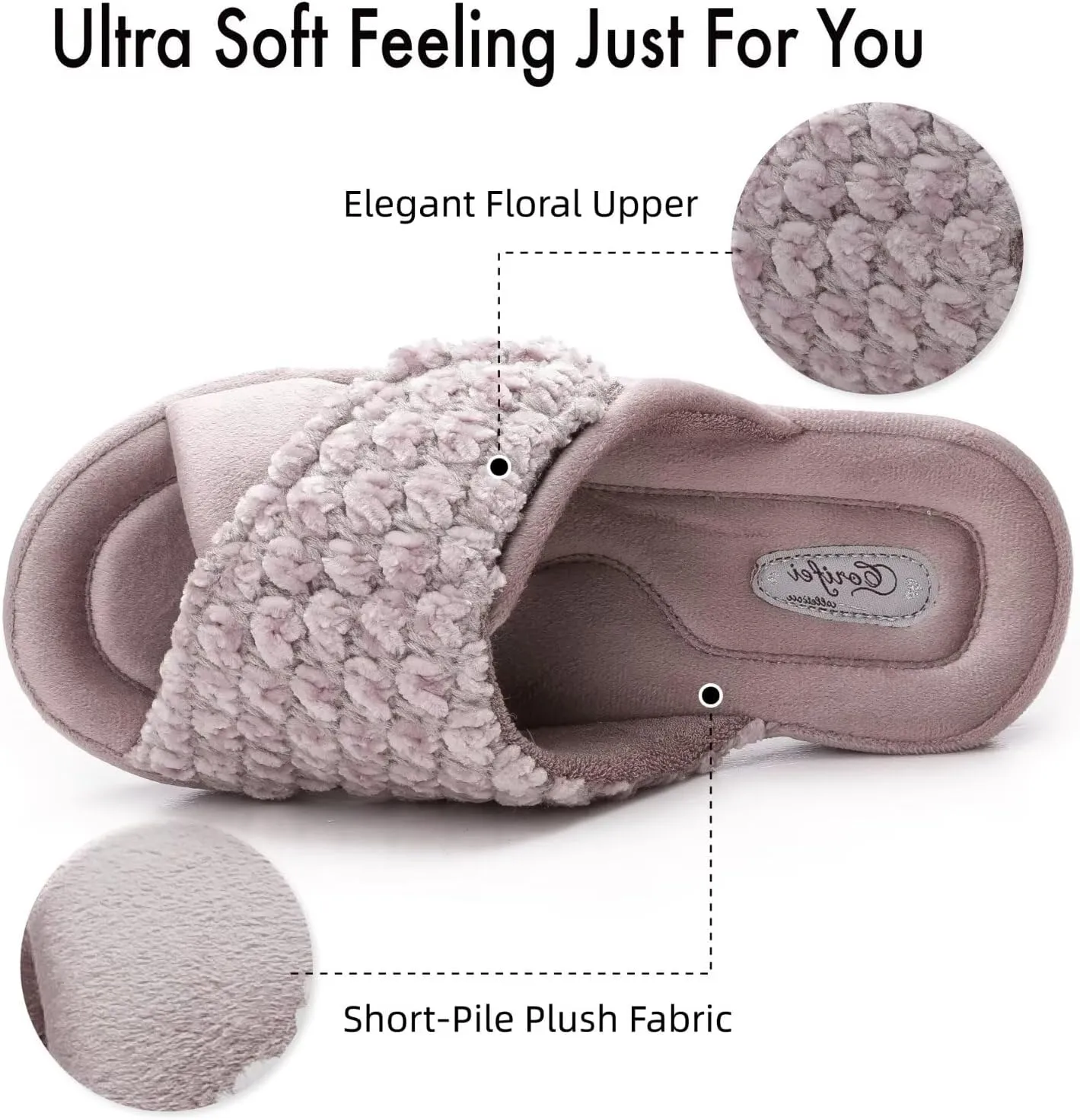 Women's Orthotic Slippers with Arch Support Adjustable Orthopedic Slipper Memory Foam Ladies House Shoes Indoor Slip On for Plantar Fasciitis