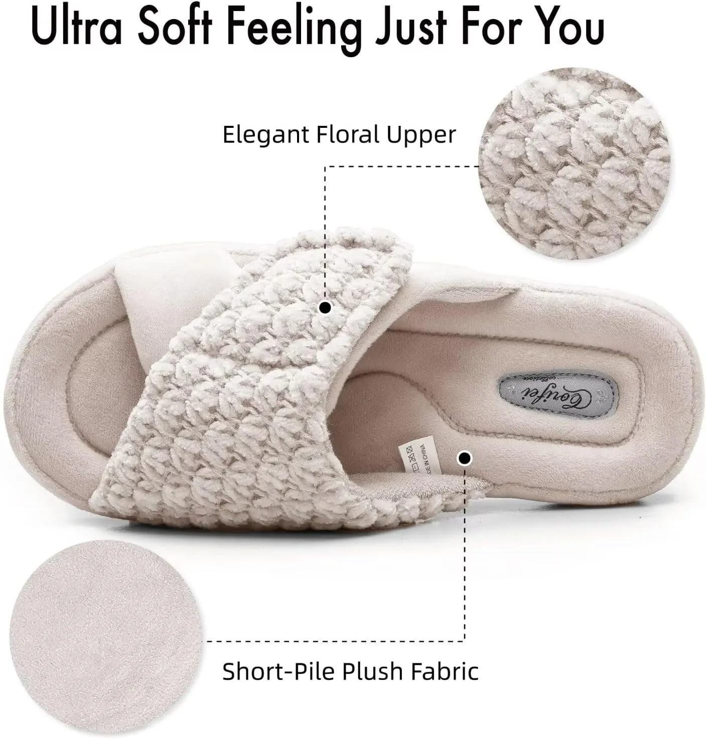 Women's Orthotic Slippers with Arch Support Adjustable Orthopedic Slipper Memory Foam Ladies House Shoes Indoor Slip On for Plantar Fasciitis