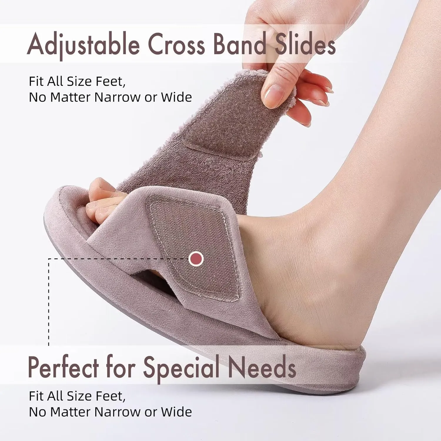 Women's Orthotic Slippers with Arch Support Adjustable Orthopedic Slipper Memory Foam Ladies House Shoes Indoor Slip On for Plantar Fasciitis