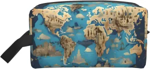 World Geography Map Storage Bag,Small Makeup Bag For Purse Travel Makeup Pouch Mini Cosmetic Bag For Man