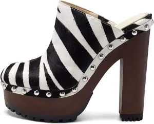 XYD Cork Platform Super High Heels Mules for Women Chunky Block Studded Closed Round Toe Slides Sandals Backless Fashion Dress Club Shoes