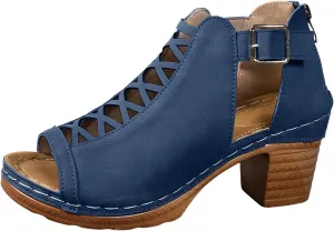 ZSpzx Block Heels Sandals for Women 2025 Peep Toe Lace Up Sandal Adjustable Strappy Chunky Heel Slingback Hollow Out Comfortable Cushion Footbed Recovery Orthopedic Casual Shoes for Outdoor Indoor