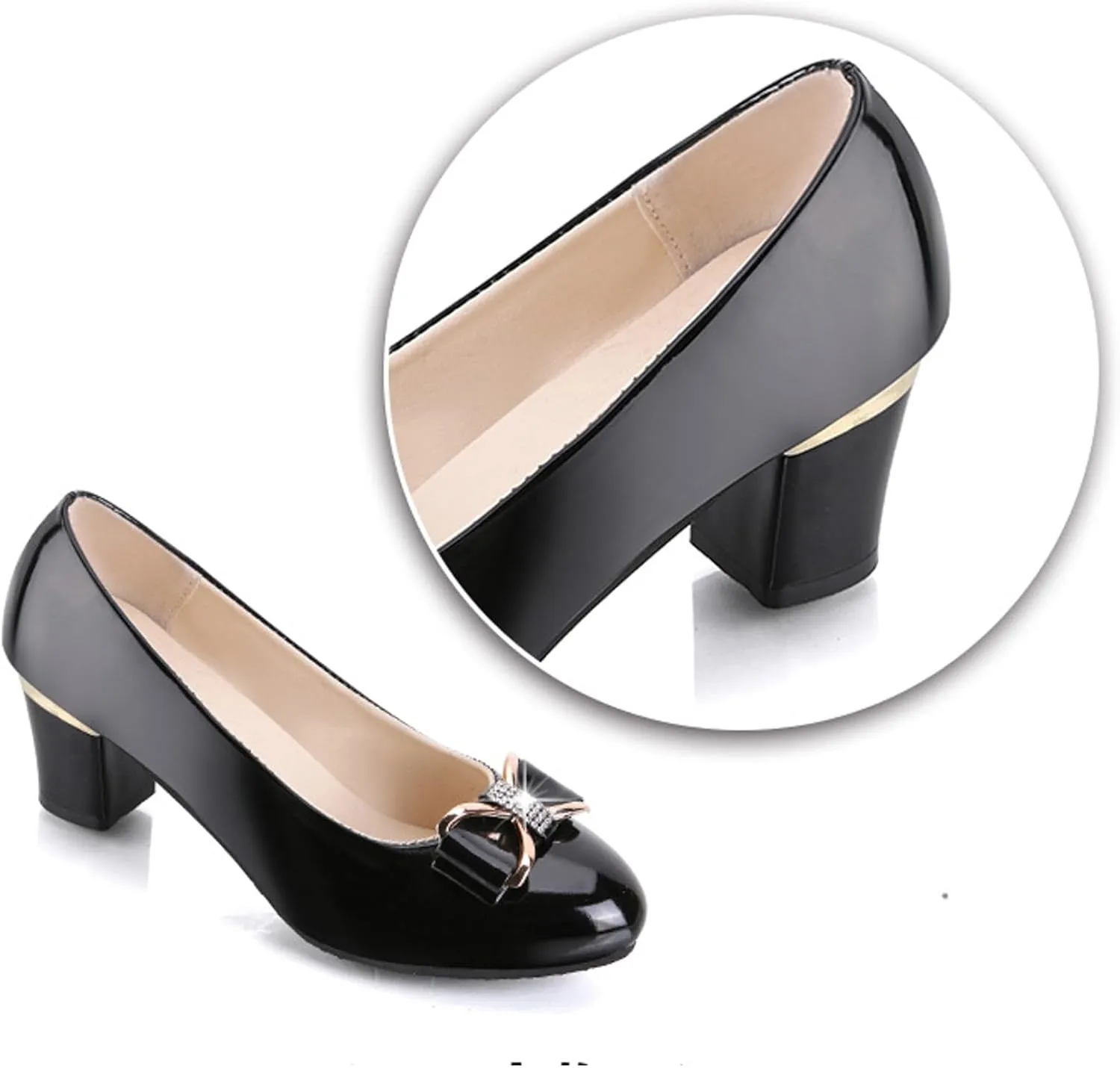 ZSpzx Chunky Heels for Women Pointed Closed Toe Bow Rhinestones Sparkly Slip On Backless Arch Support Block Sandals Ladies Summer Comfortable Orthopedic Dressy Shoes for Party Prom Wedding Bridal