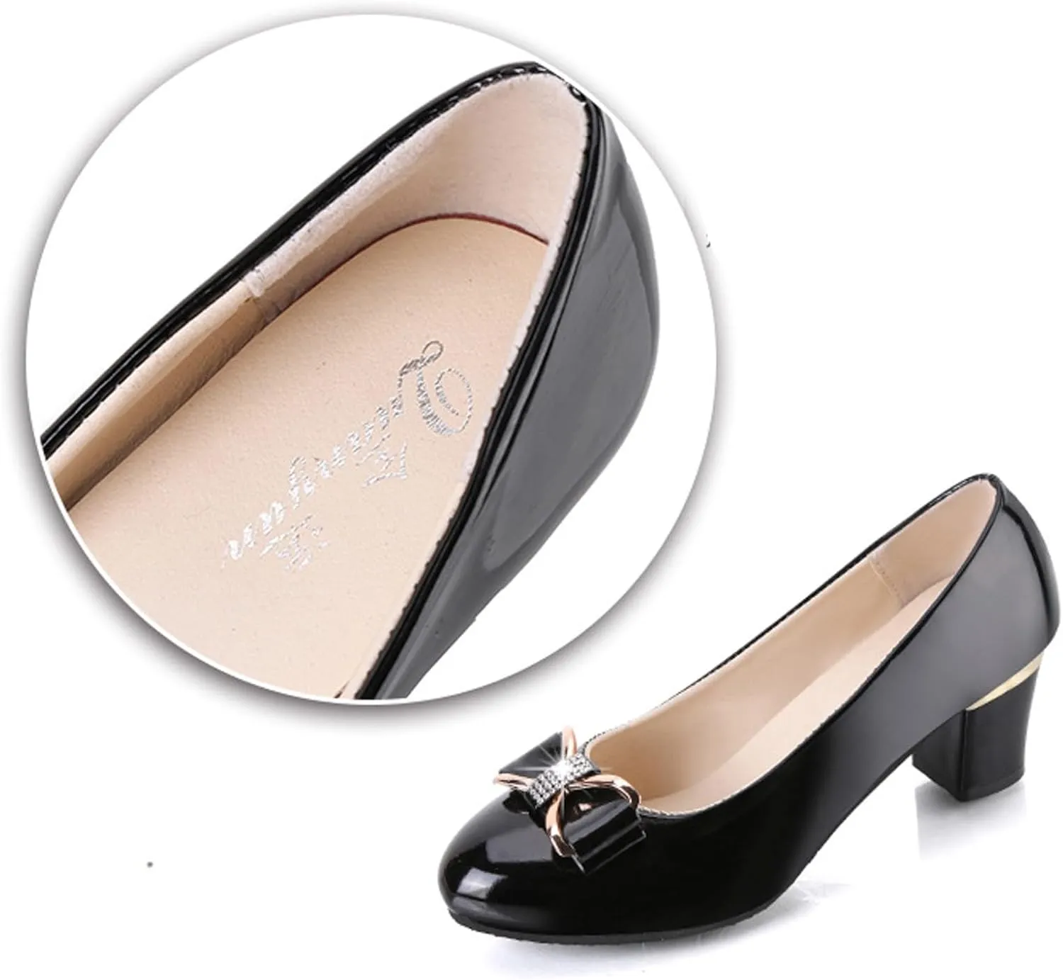 ZSpzx Chunky Heels for Women Pointed Closed Toe Bow Rhinestones Sparkly Slip On Backless Arch Support Block Sandals Ladies Summer Comfortable Orthopedic Dressy Shoes for Party Prom Wedding Bridal